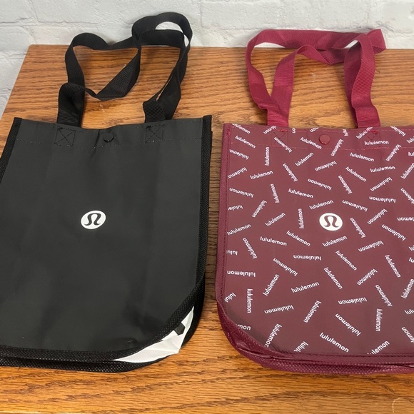 Lululemon Shopping Bags, set of 2. Maroon/Burgundy & Black/White, used once - Picture 1 of 9